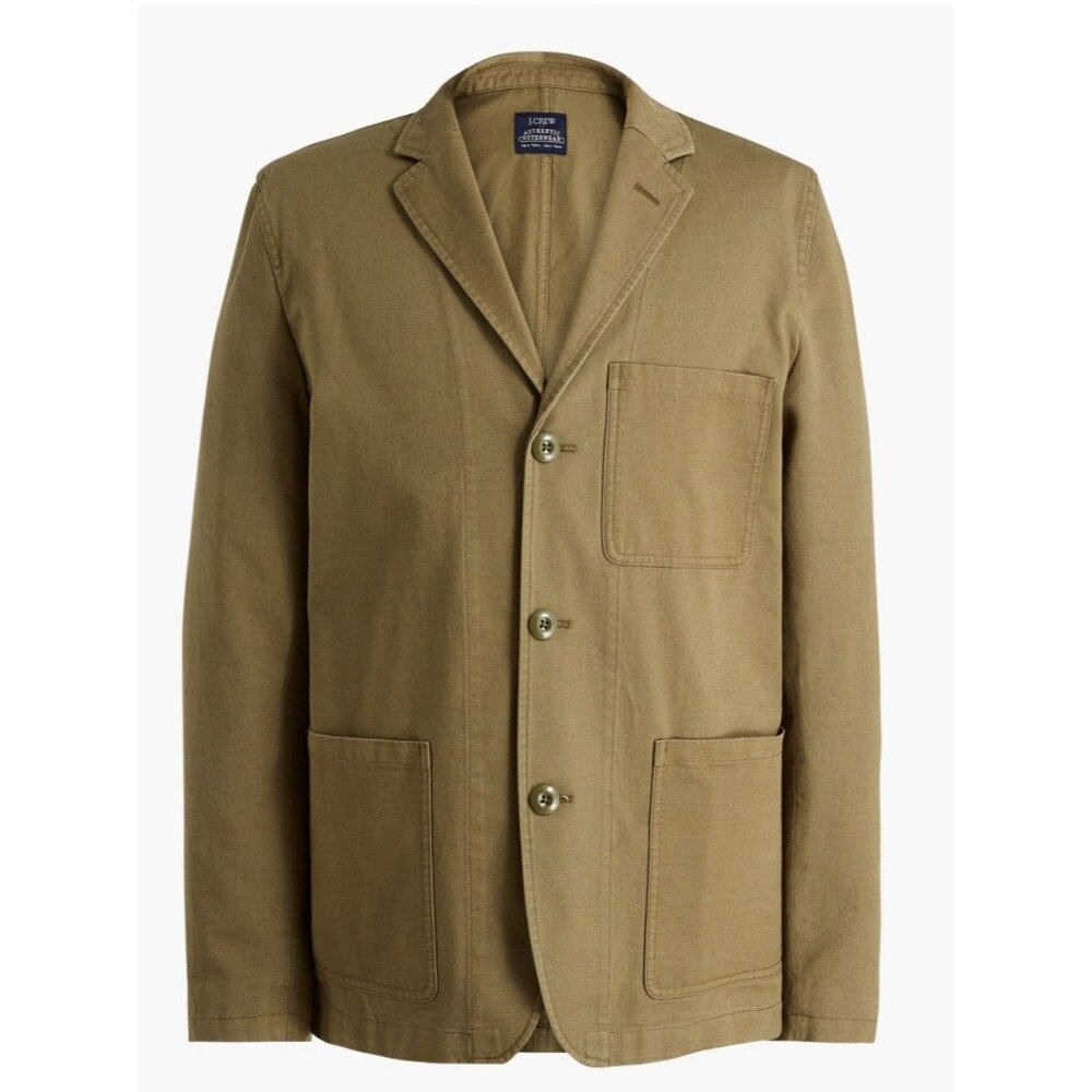 JCREW blazer olive green cotton chino chore suit jacket Men SZ Small lightweight